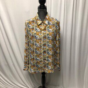 APNY Blouse Womens Size Large Long Sleeve Abstract Lightweight Button Up Shirt